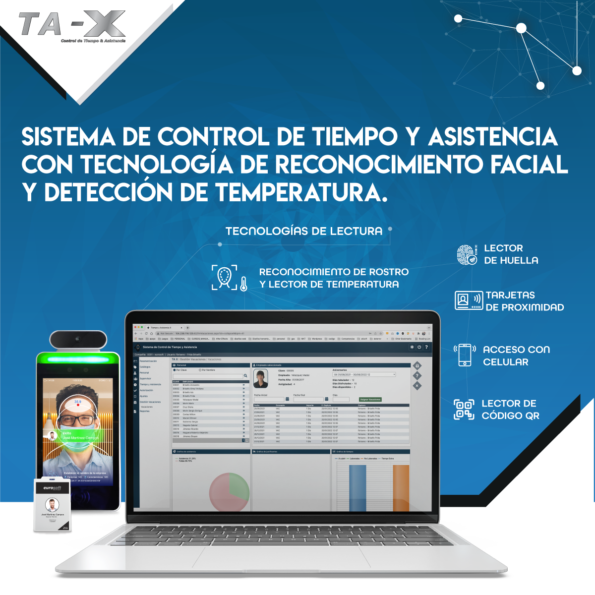 Control de tiempo y asistencia para empresas TA-X 2020